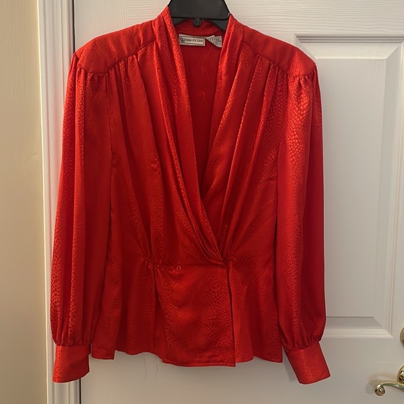 Vintage Evan Picone Red Blouse - Picture 1 of 11